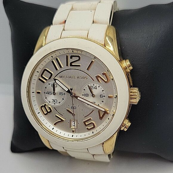 Michael Kors Mercer MK5889 Women's White Silicone Analog Dial Quartz Watch AM291 - Picture 3 of 11